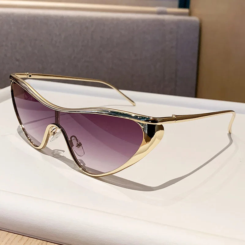 New Large Frame Cat Eye Sunglasses Women Design metal Fashion Sun Glasses Outdoor Driving Lady Eyewear UV400 Gafas De Sol