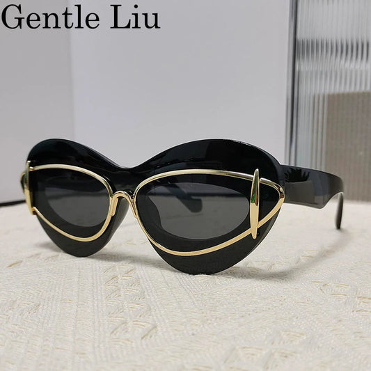 Double Frame Cat Eye Sunglasses - Y2K Punk Shades