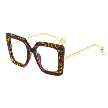 Retro Oversized Square Optical Glasses Frames - Pearl Accent Fashion Eyewear