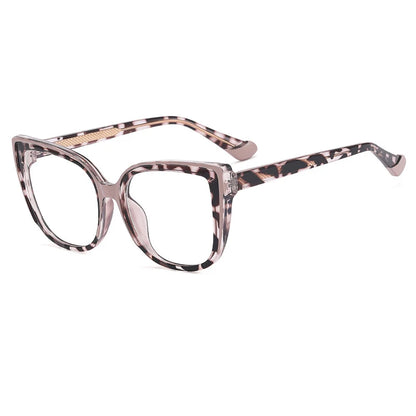 55598 Retro Cat Eye Anti Blue Light Glasses Frame Spring Hinge Women Leopard Plastic Titanium Computer Prescription Mirror