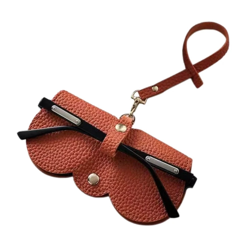 1pc Litchi Embossed Glasses Cover Cute Hanging PU Leather Sunglasses Glasses Storage Bag Portable Travel Eyewear Holder