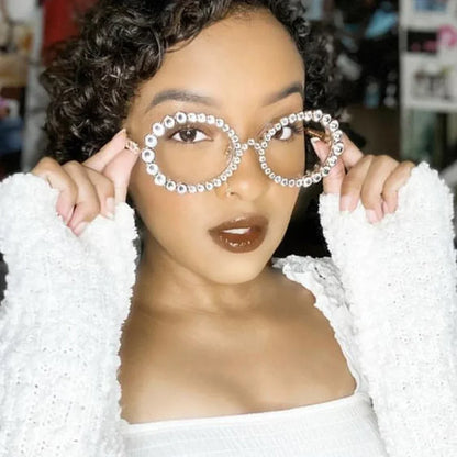 Round Rhinestone Fashion Specs - Decorative Eyewear Frames