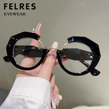 Blue Light Blocking Irregular Round Reading Glasses – Anti-Reflective CR-39 Lens Readers for Women