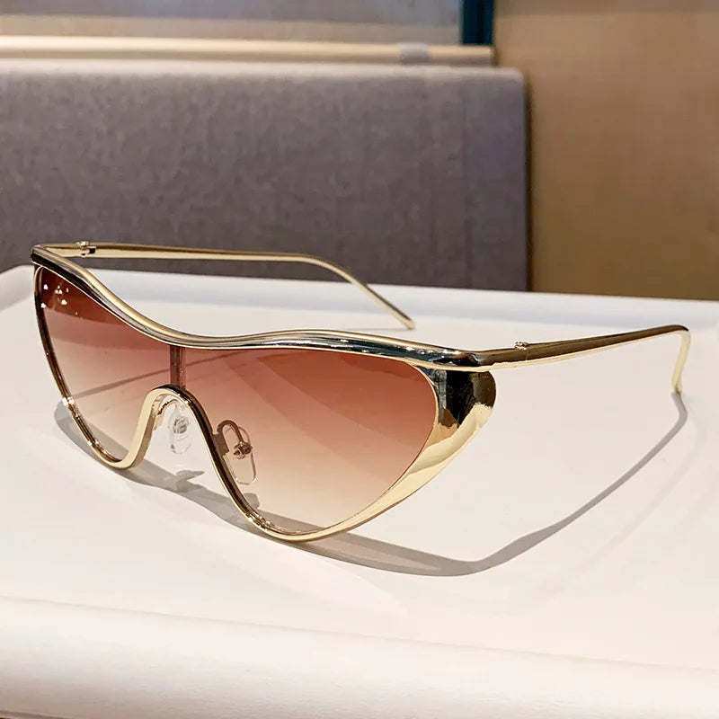 New Large Frame Cat Eye Sunglasses Women Design metal Fashion Sun Glasses Outdoor Driving Lady Eyewear UV400 Gafas De Sol