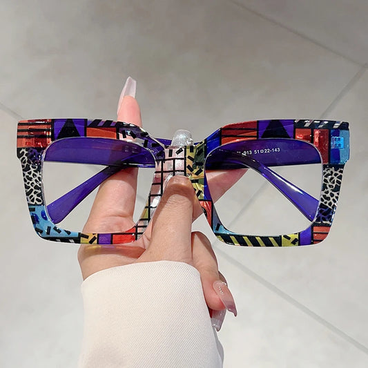 Women's Oversize Colorful Stripe Glasses - Chic Square Frame Eyewear