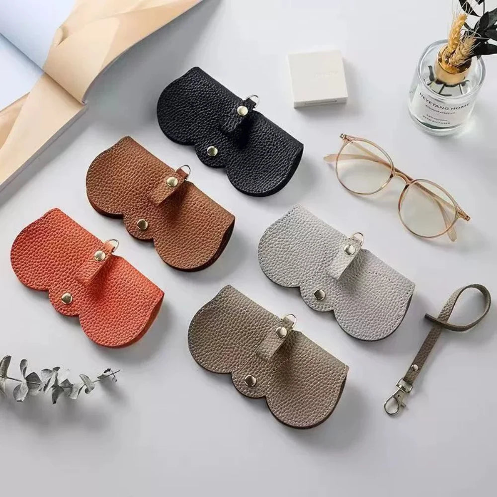 1pc Litchi Embossed Glasses Cover Cute Hanging PU Leather Sunglasses Glasses Storage Bag Portable Travel Eyewear Holder