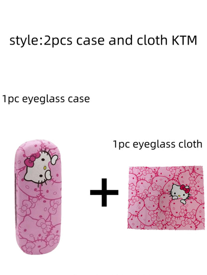 Cute Character Glasses Case & Cleaning Cloth Set