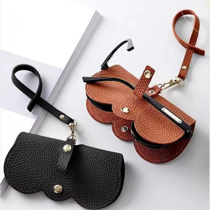 1pc Litchi Embossed Glasses Cover Cute Hanging PU Leather Sunglasses Glasses Storage Bag Portable Travel Eyewear Holder