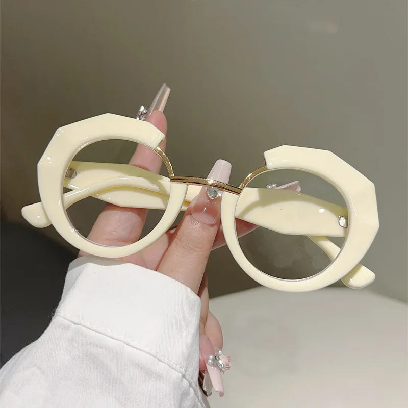 Blue Light Blocking Irregular Round Reading Glasses – Anti-Reflective CR-39 Lens Readers for Women