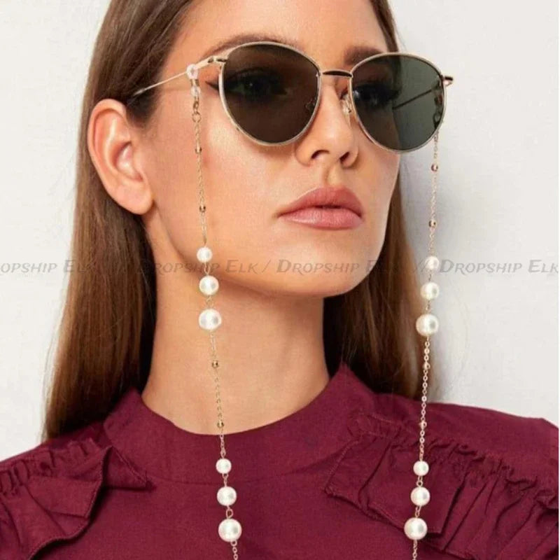 Pearl Beaded Sunglass Chain & Eyeglass Holder Strap — Women's Necklace Lanyard