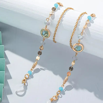 Ocean Blue Rhinestone Glasses Chain - Anti-Slip Eyewear Holder Necklace