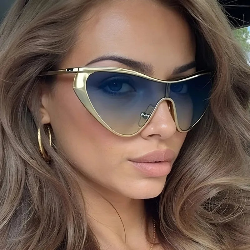 New Large Frame Cat Eye Sunglasses Women Design metal Fashion Sun Glasses Outdoor Driving Lady Eyewear UV400 Gafas De Sol