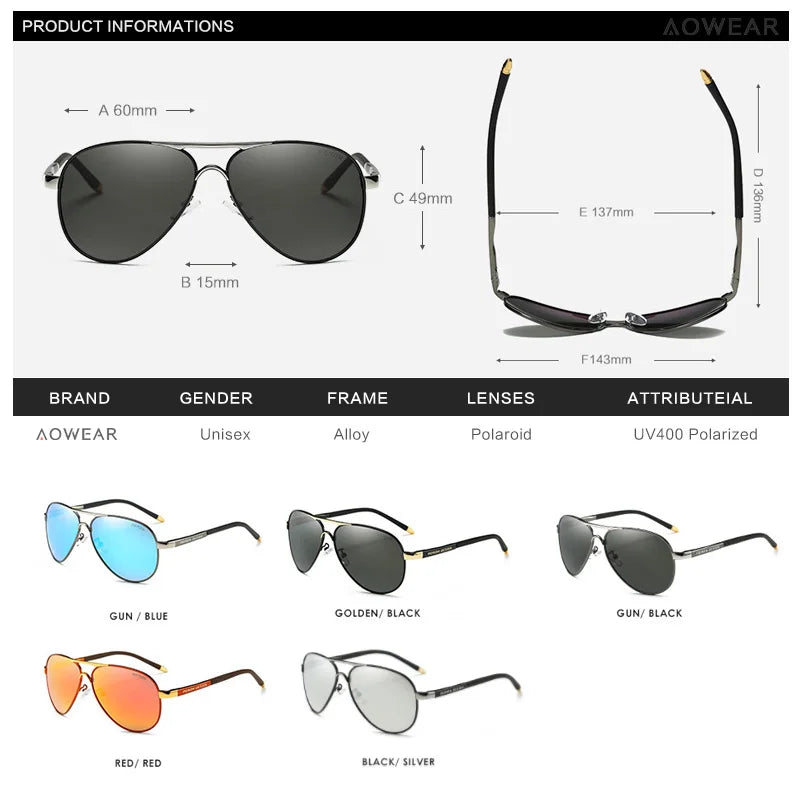 AOWEAR Aviation Sunglasses