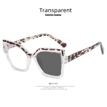 New Brand Design Fashion Oversize Polygon Glasses Women Frame Photochromic Anti Blue Light Computer Reading Eyeglass Long Sight