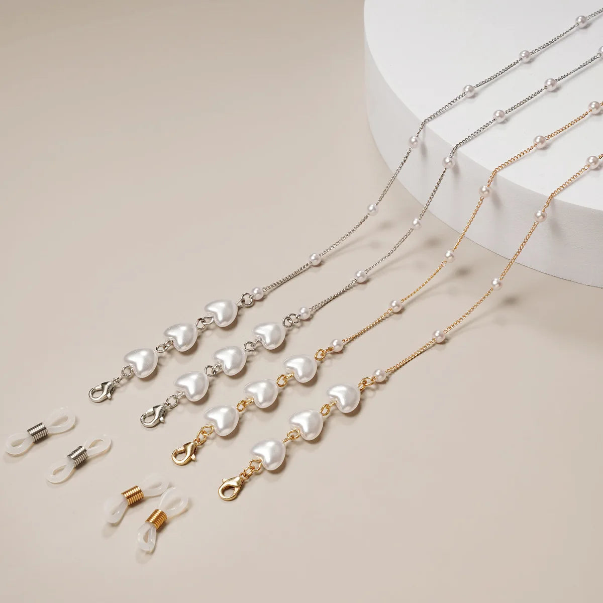 Pearl Mask Love Heart Glasses Chain