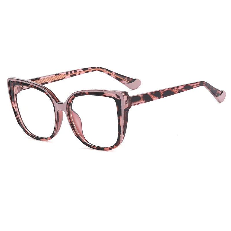 55598 Retro Cat Eye Anti Blue Light Glasses Frame Spring Hinge Women Leopard Plastic Titanium Computer Prescription Mirror