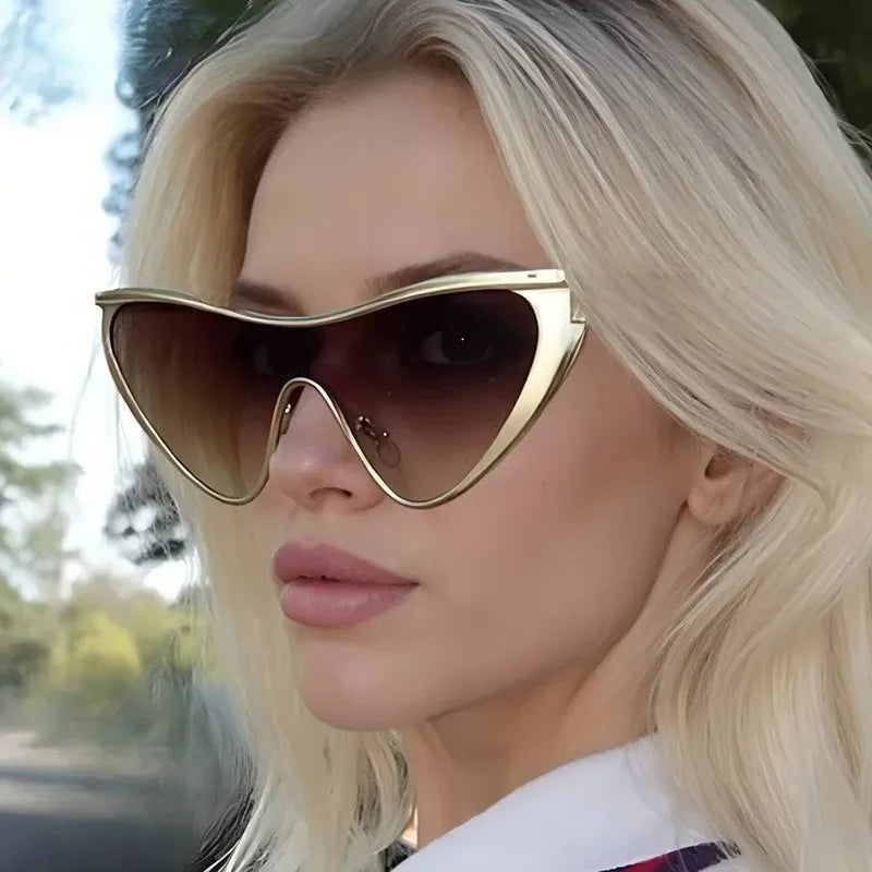 New Large Frame Cat Eye Sunglasses Women Design metal Fashion Sun Glasses Outdoor Driving Lady Eyewear UV400 Gafas De Sol