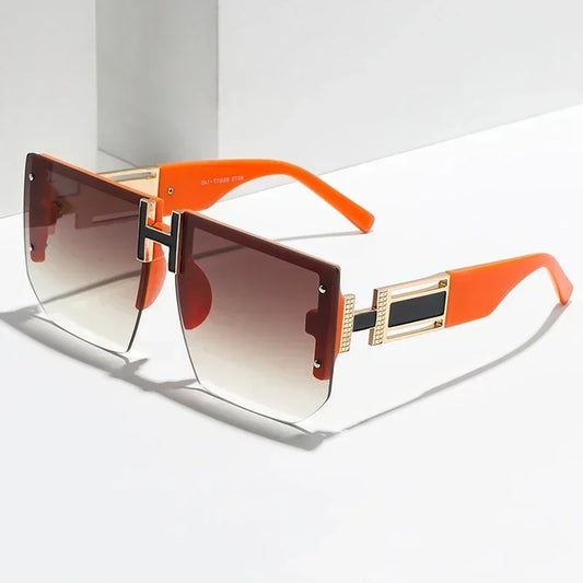 Vintage Rimless Flat Top Sunglasses for Men & Women