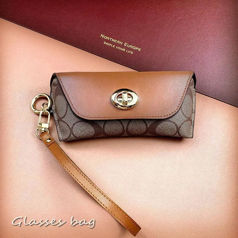 Retro Sunglasses Case with Gold Pendant – Soft Shell Eyeglass Bag