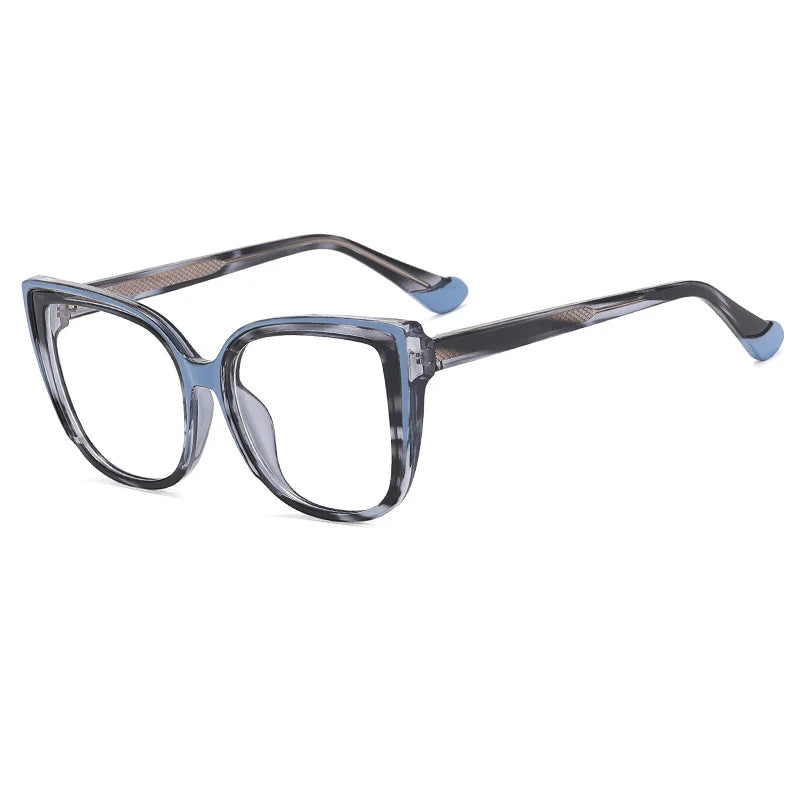 55598 Retro Cat Eye Anti Blue Light Glasses Frame Spring Hinge Women Leopard Plastic Titanium Computer Prescription Mirror