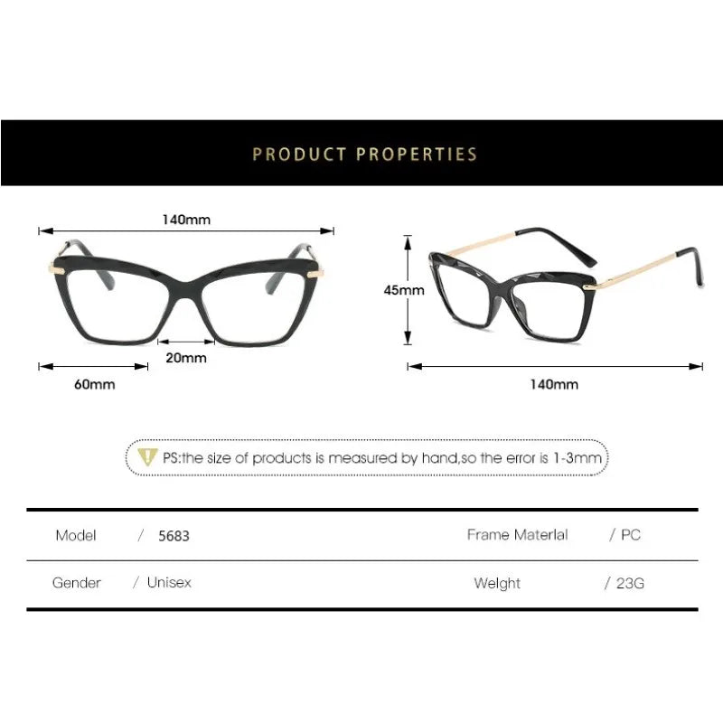 Square Fashion Specs - Trendy Cat Eye Magnifiers for Women