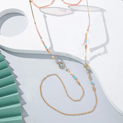 Ocean Blue Rhinestone Glasses Chain - Anti-Slip Eyewear Holder Necklace