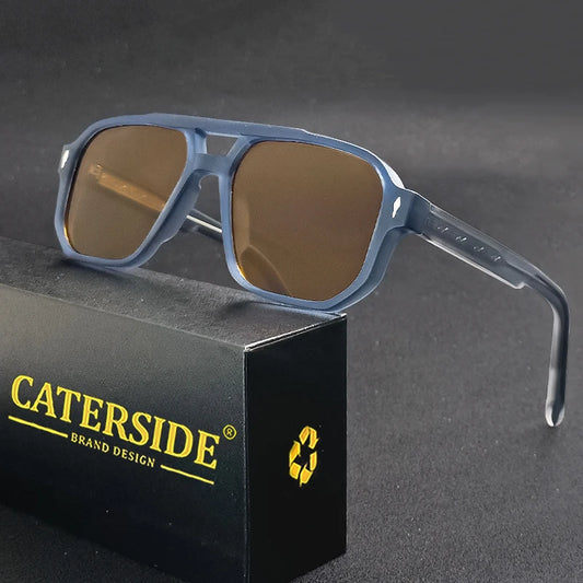CATERSIDE Retro Punk Flat Top Sunglasses for Men