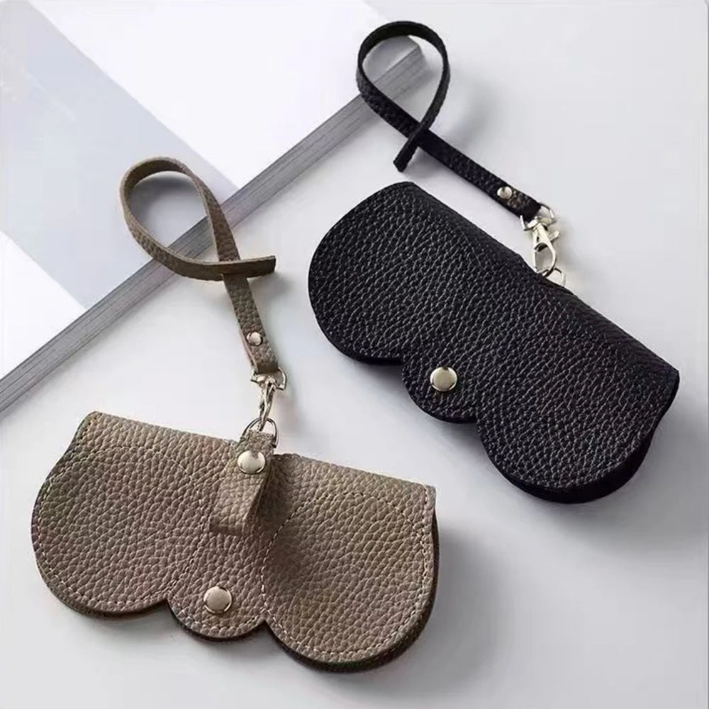 1pc Litchi Embossed Glasses Cover Cute Hanging PU Leather Sunglasses Glasses Storage Bag Portable Travel Eyewear Holder