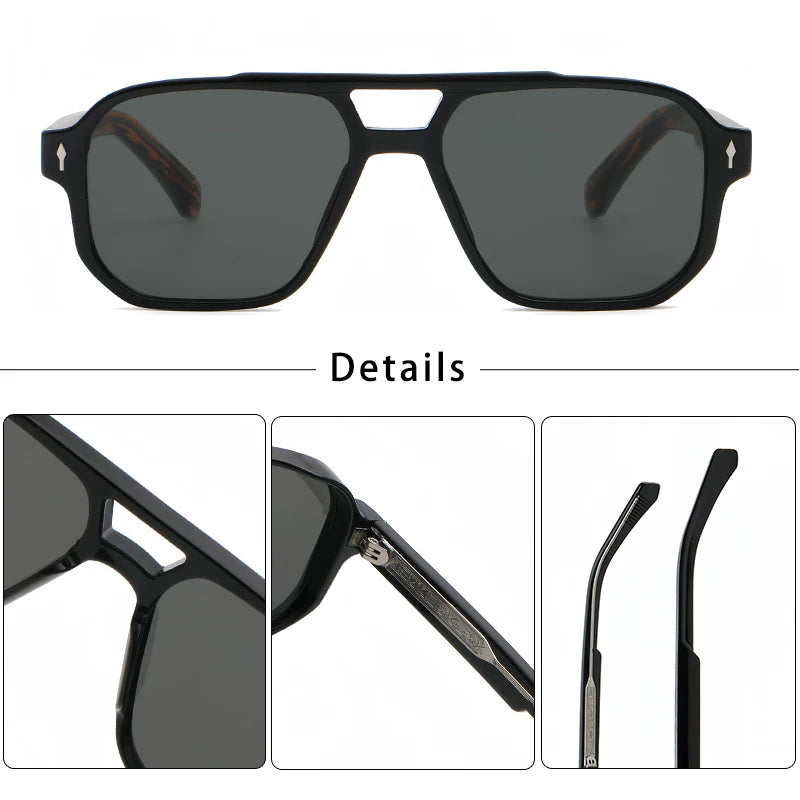 Retro Punk Sunglasses Men - Flat Top Designer Shades