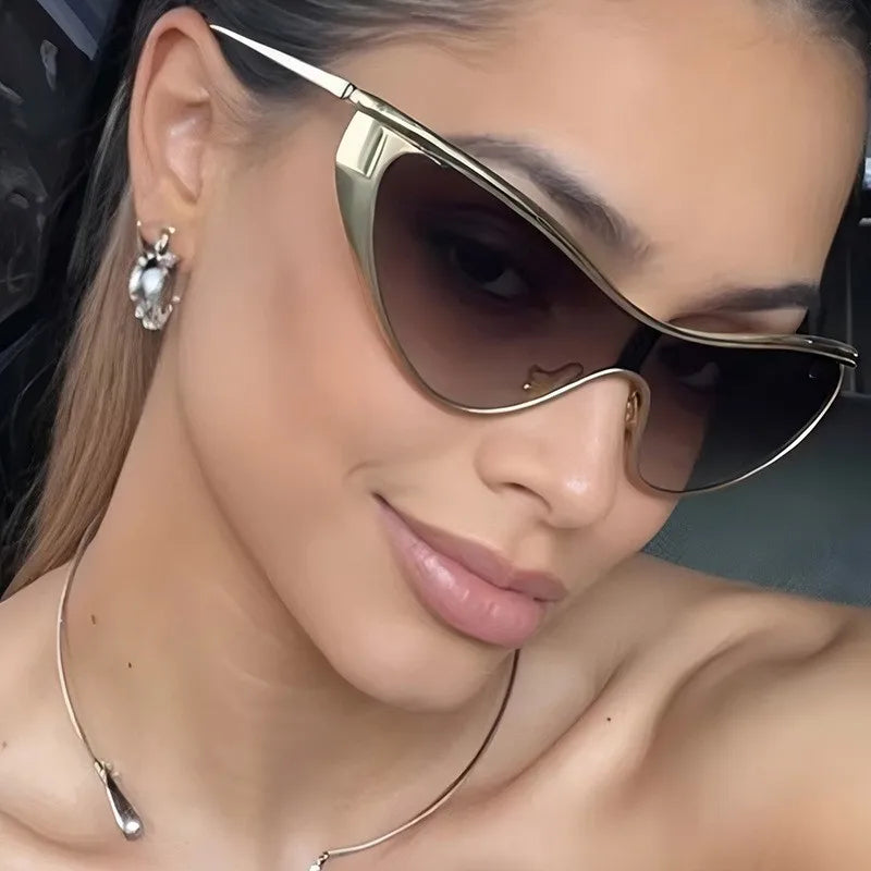 New Large Frame Cat Eye Sunglasses Women Design metal Fashion Sun Glasses Outdoor Driving Lady Eyewear UV400 Gafas De Sol