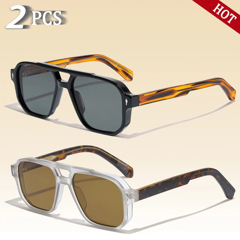 Retro Punk Sunglasses Men - Flat Top Designer Shades