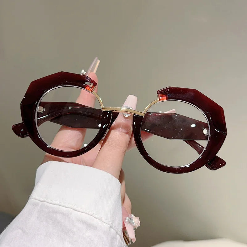 Blue Light Blocking Irregular Round Reading Glasses – Anti-Reflective CR-39 Lens Readers for Women