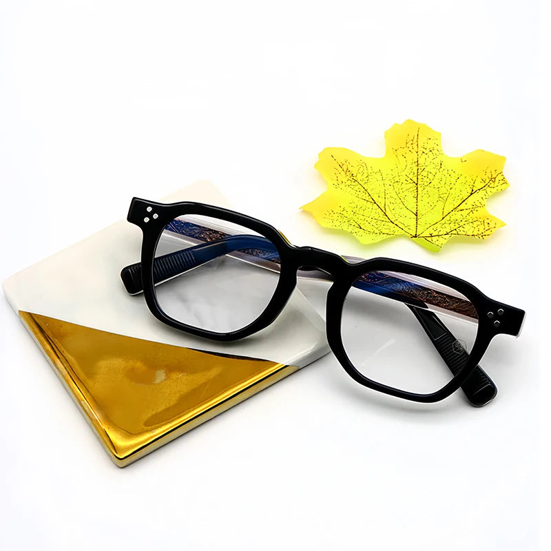 Square Flat Light Specs Men - Minimalist TR Frame Magnifiers