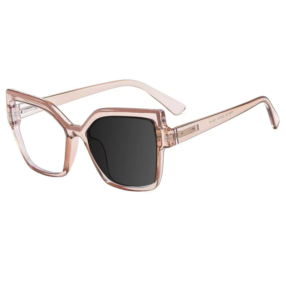 New Brand Design Fashion Oversize Polygon Glasses Women Frame Photochromic Anti Blue Light Computer Reading Eyeglass Long Sight