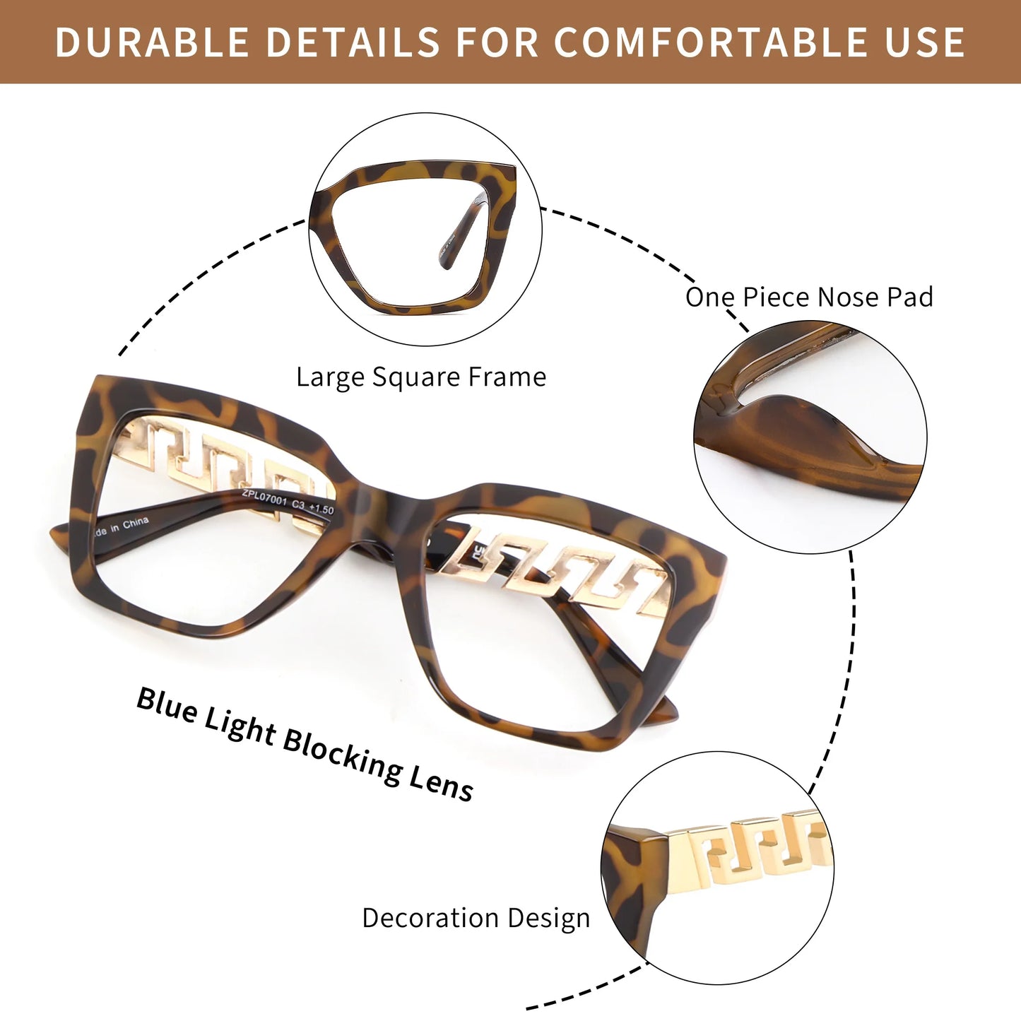 Oprah Style Glasses for Women, Oversized Fashion Blue Light Blocking Computer Eyewear