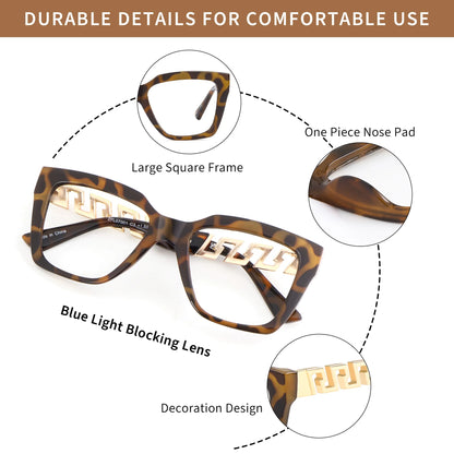 Oprah Style Glasses for Women, Oversized Fashion Blue Light Blocking Computer Eyewear