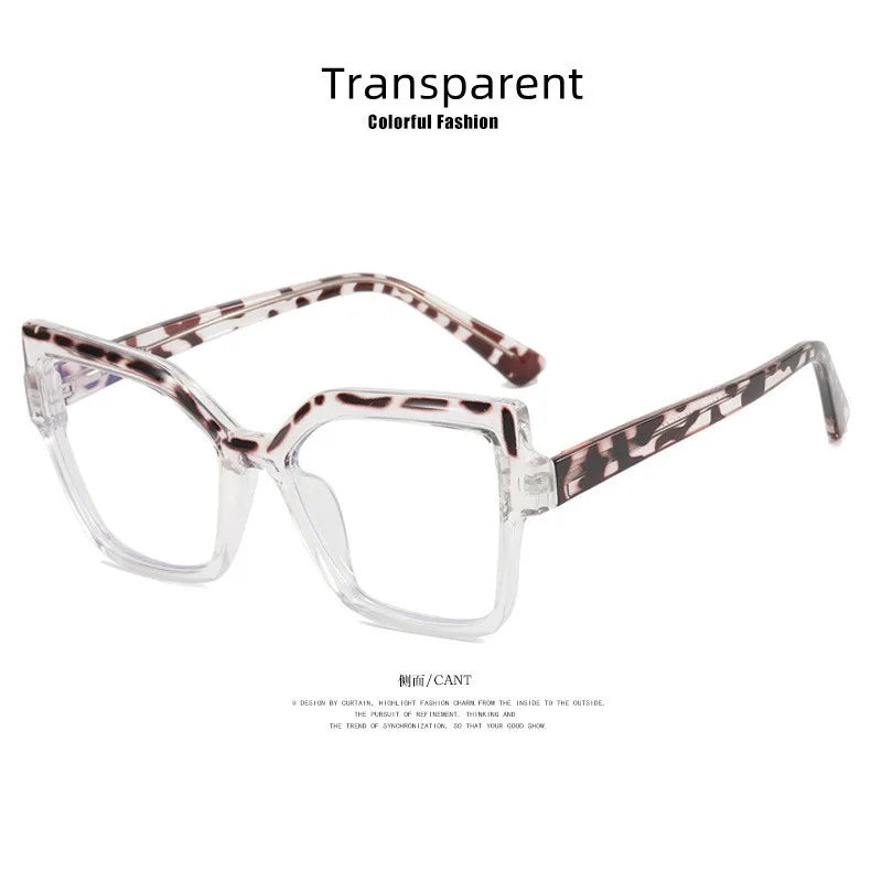 New Brand Design Fashion Oversize Polygon Glasses Women Frame Photochromic Anti Blue Light Computer Reading Eyeglass Long Sight