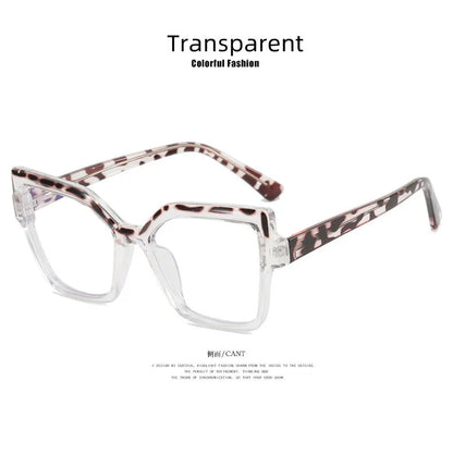 New Brand Design Fashion Oversize Polygon Glasses Women Frame Photochromic Anti Blue Light Computer Reading Eyeglass Long Sight