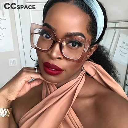 Retro Oversized Square Optical Glasses Frames - Pearl Accent Fashion Eyewear