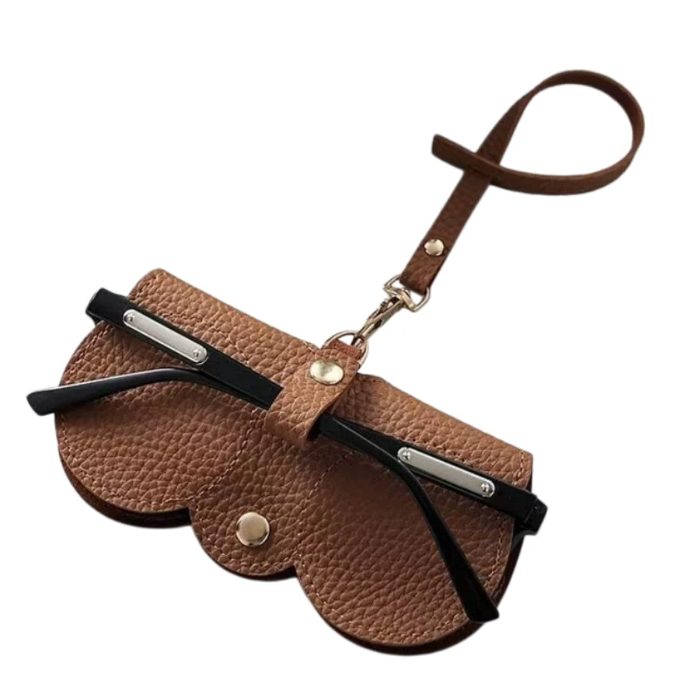 1pc Litchi Embossed Glasses Cover Cute Hanging PU Leather Sunglasses Glasses Storage Bag Portable Travel Eyewear Holder