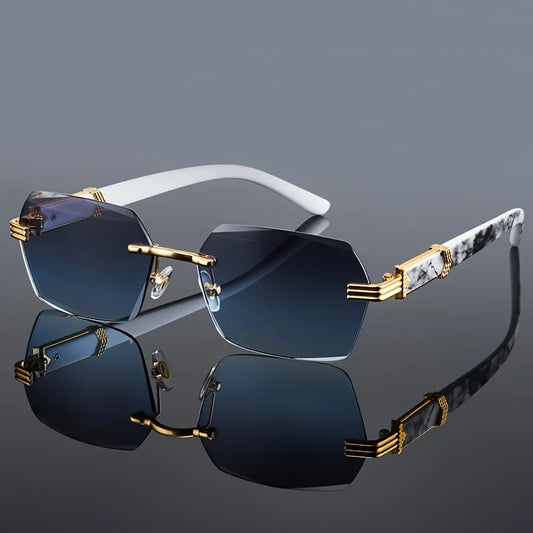 Fashion Rimless Sunglasses – Unisex Frameless Square Shades