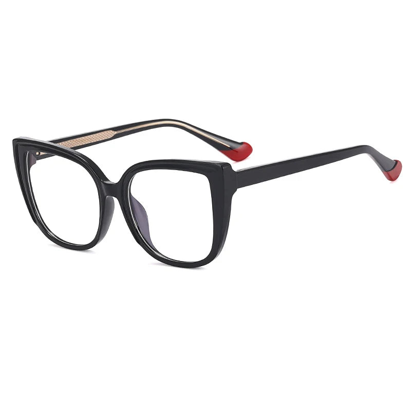 55598 Retro Cat Eye Anti Blue Light Glasses Frame Spring Hinge Women Leopard Plastic Titanium Computer Prescription Mirror