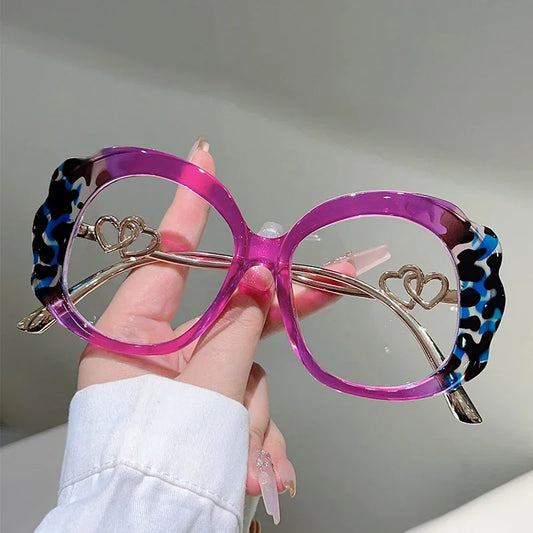 Oversize Round Glasses - Leopard Print Eyewear
