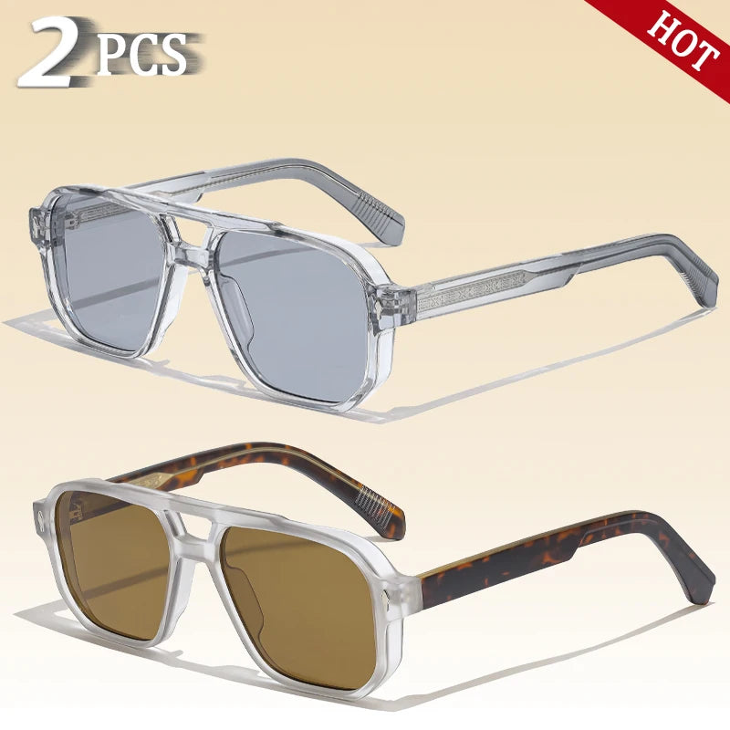 Retro Punk Sunglasses Men - Flat Top Designer Shades