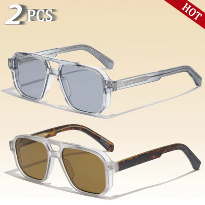 Retro Punk Sunglasses Men - Flat Top Designer Shades