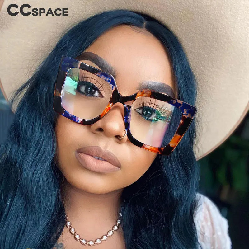 Retro Oversized Square Optical Glasses Frames - Pearl Accent Fashion Eyewear