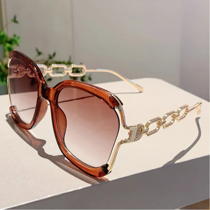 Square Fashion Specs - Detachable Chain Faux Magnifiers