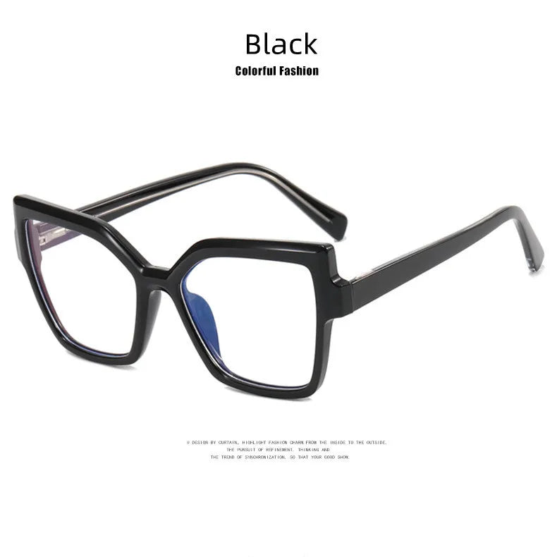 New Brand Design Fashion Oversize Polygon Glasses Women Frame Photochromic Anti Blue Light Computer Reading Eyeglass Long Sight