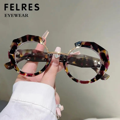 Blue Light Blocking Irregular Round Reading Glasses – Anti-Reflective CR-39 Lens Readers for Women