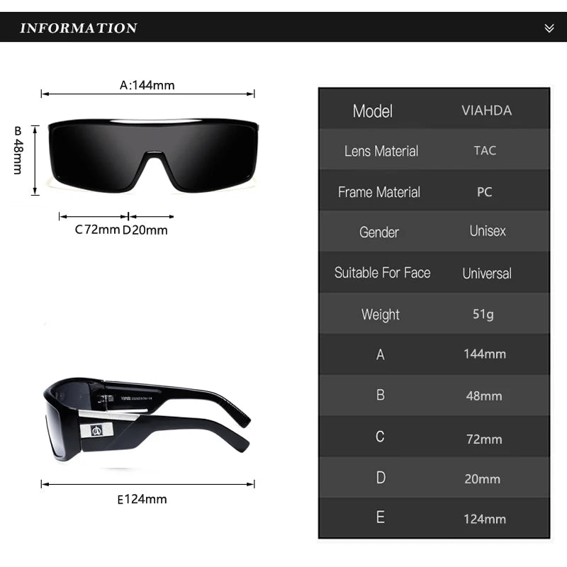 Cycling Sunglasses Men - Large Frame Sports Shades UV400